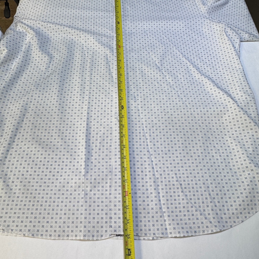 ConStruct Dress Shirt Men 2XLT White Blue Geometric Performance Stretch Slim Fit - Picture 6 of 10